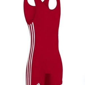 Red Adidas wrestling singlet